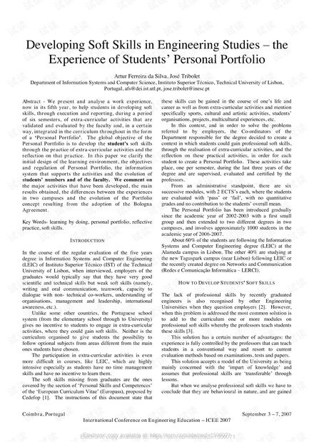 发展工程研究的软技能 学生个人作品集的经验 研究论文资源 csdn文库